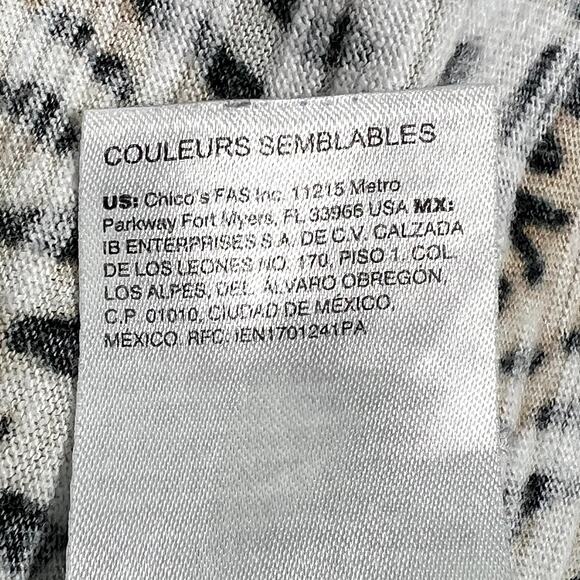 Chicos 3/4 Sleeve Animal Print Pullover Shirt Brown Black Womens 2 Large - Picture 9 of 9